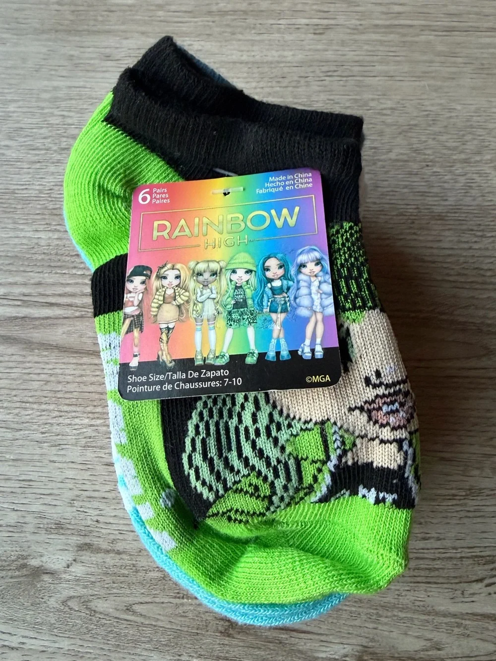 Rainbow High Girls 6 Pair No Show Ankle Socks Ages 4–10 Shoe Size 7–10 NWT